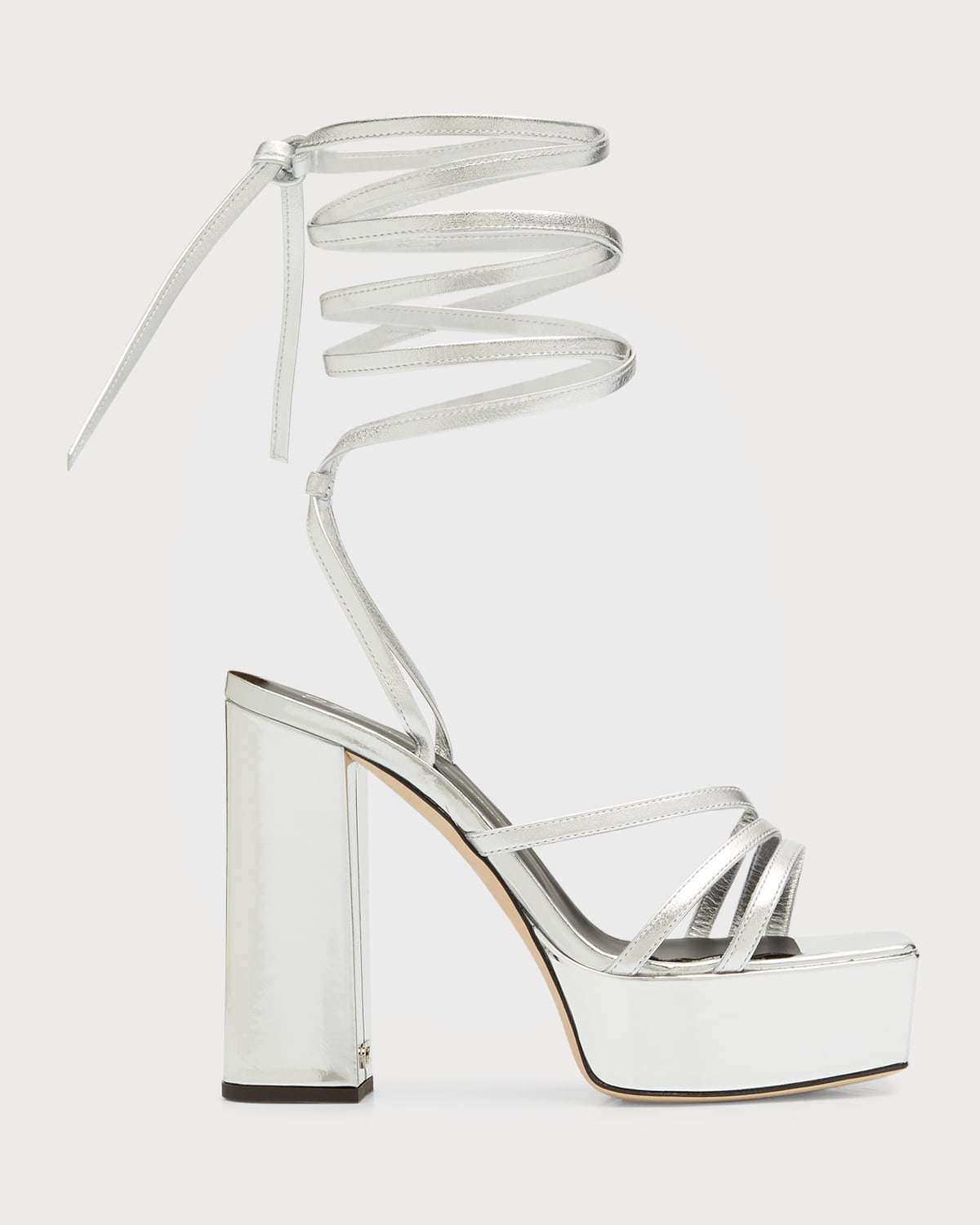 Shop Giuseppe Zanotti Vegas Strappy Metallic Platform Sandals In Silver