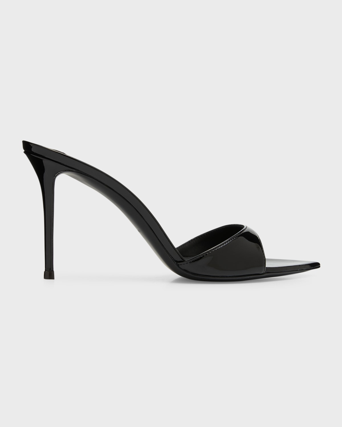 Shop Giuseppe Zanotti Intrigo Patent Stiletto Mule Sandals In Black