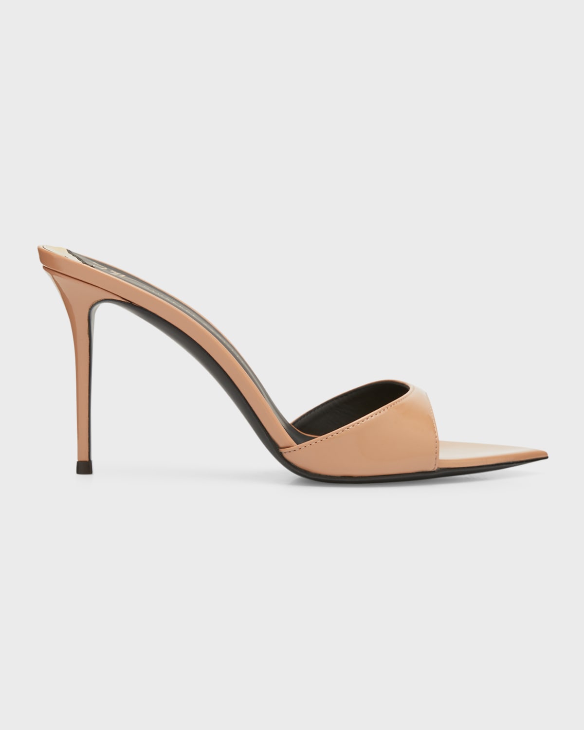 Shop Giuseppe Zanotti Intrigo Patent Stiletto Mule Sandals In Mocha