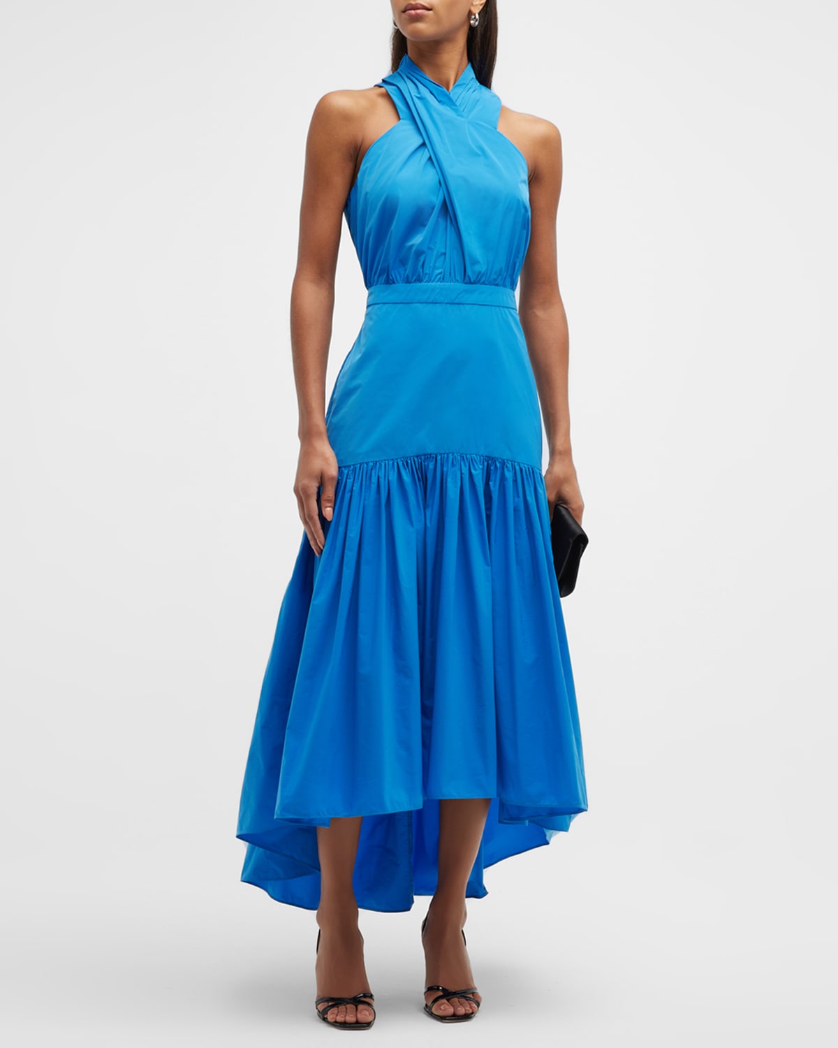 Shop Veronica Beard Radley Crisscross High-low Maxi Dress In Bluebell