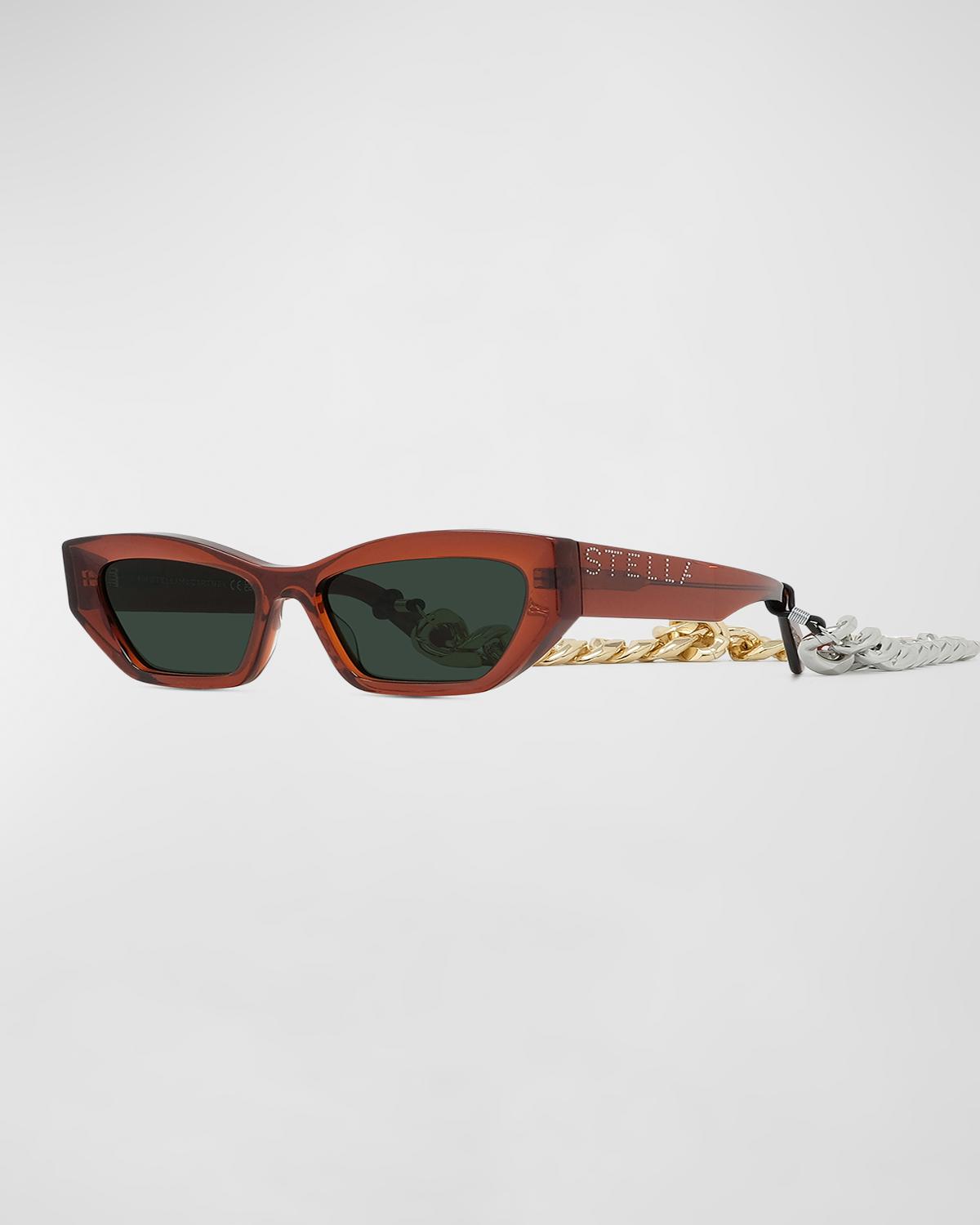 Stella McCartney Burgundy Square Falabella Butterfly Sunglasses w/Chain Temple stella-mccartney-falabella-  main image 2
