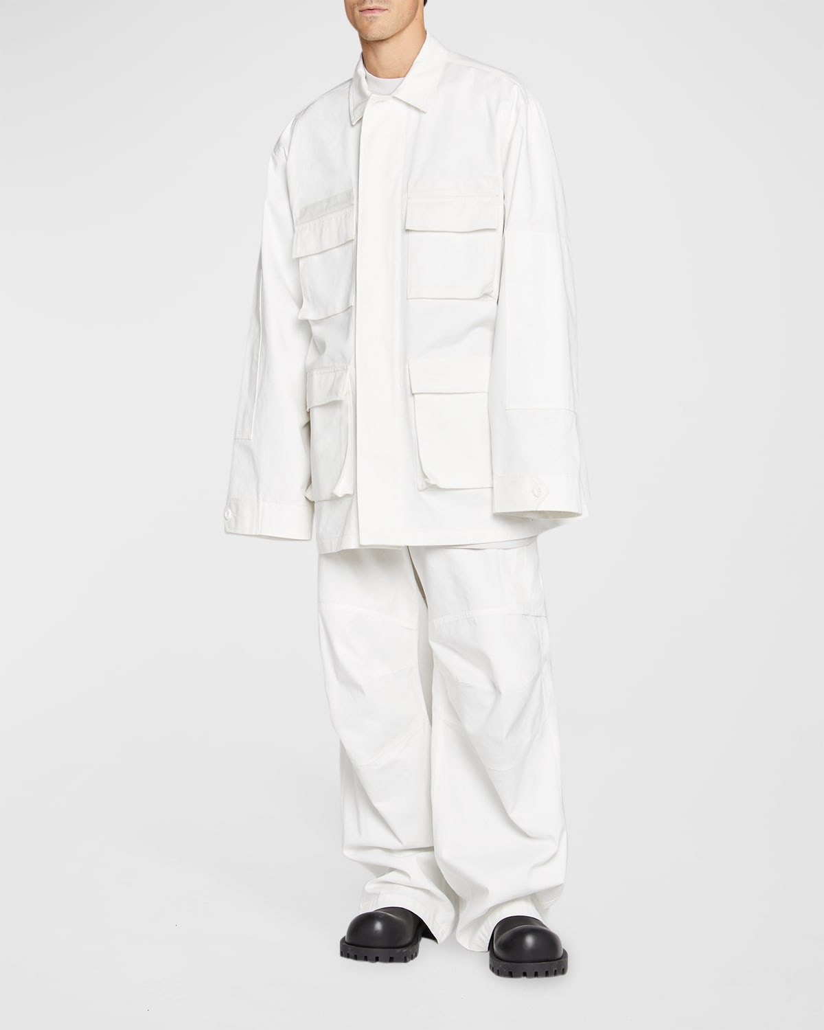 Balenciaga Men's Oversized Cargo Jacket In White