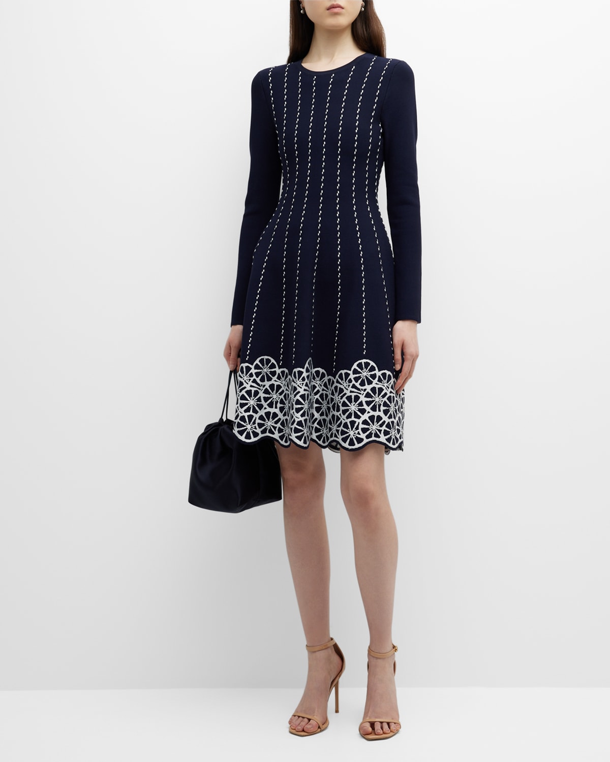 Jacquard Knit Long-Sleeve Dress