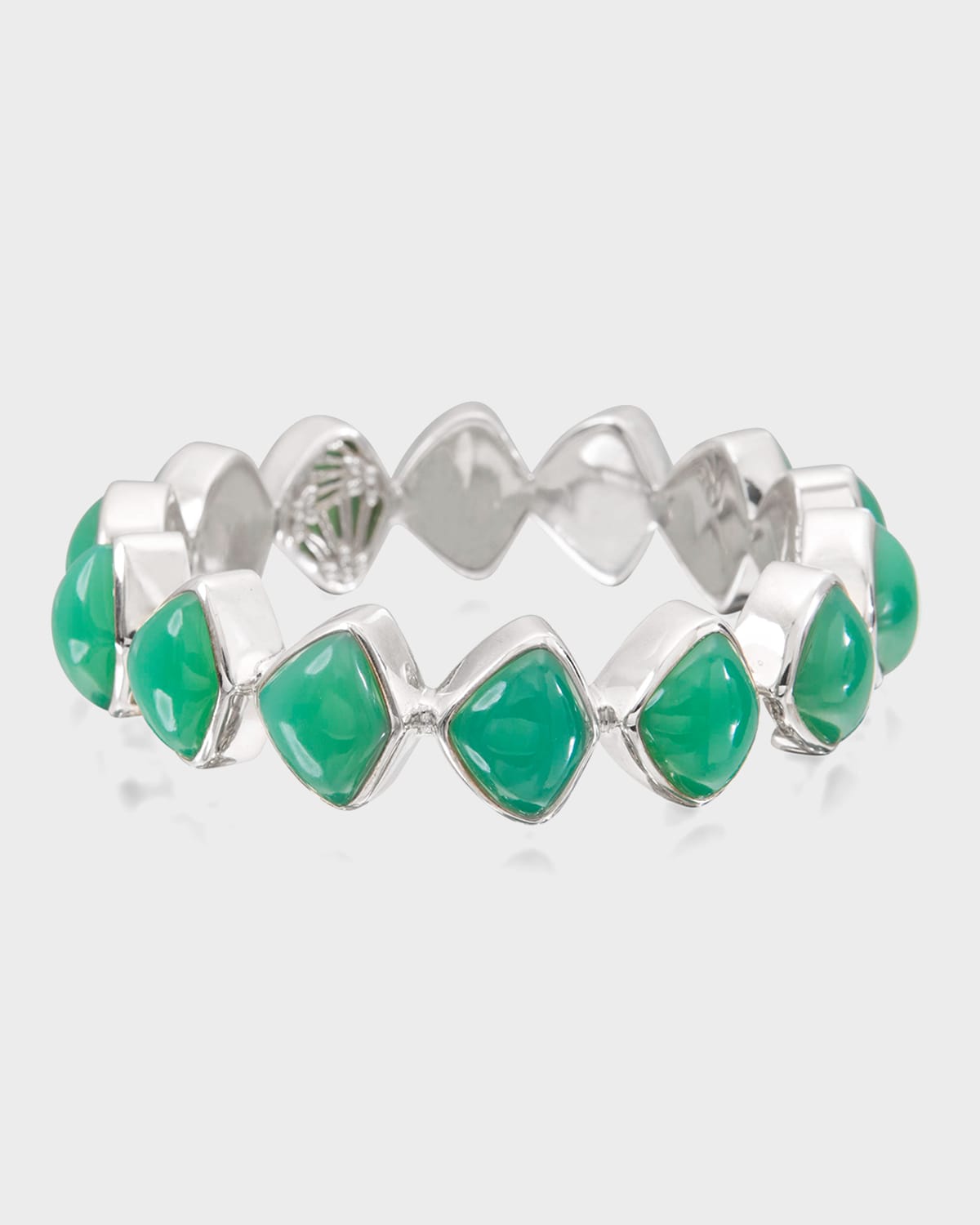 Chrysoprase Open-Close Bangle in Sterling Silver