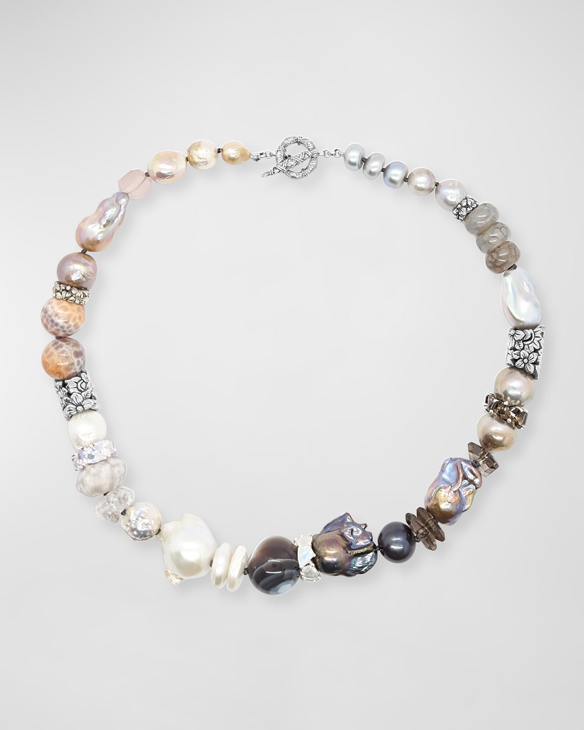 Stephen Dweck Quartz, Agate, Chalcedony And Pearl Necklace In Minarals