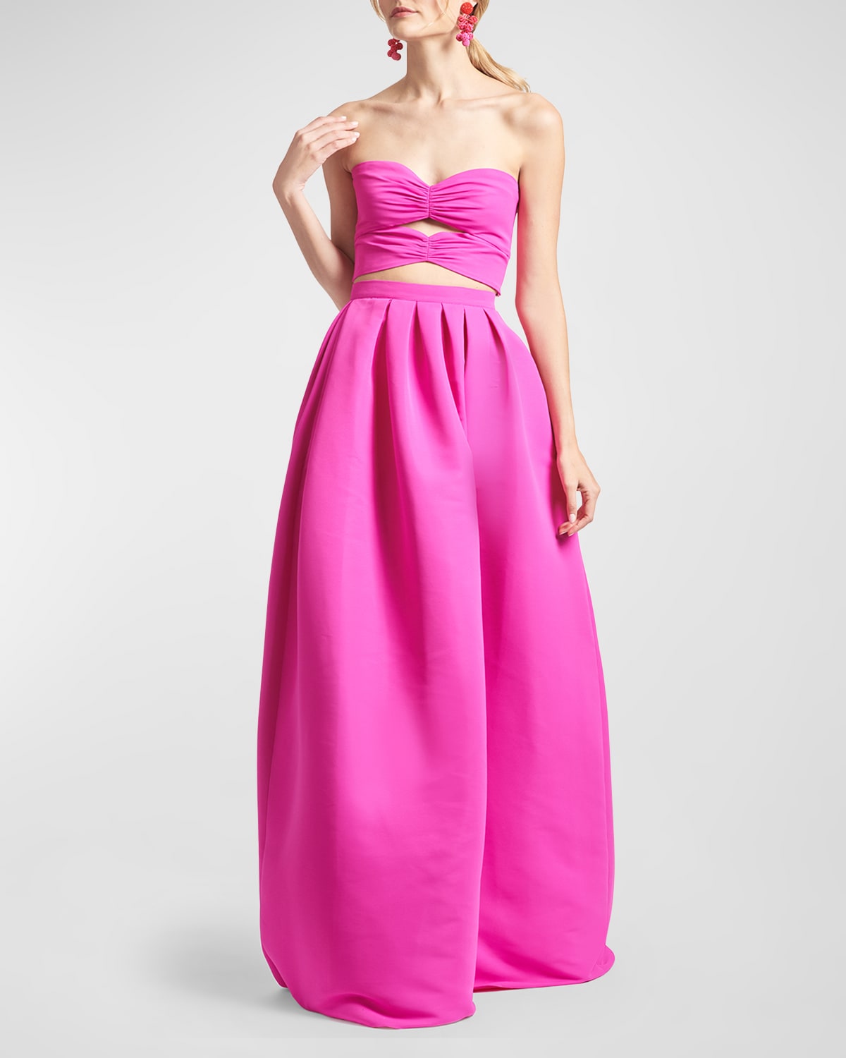 Sachin & Babi Leighton Flared Pleated Midi-skirt In Cerise