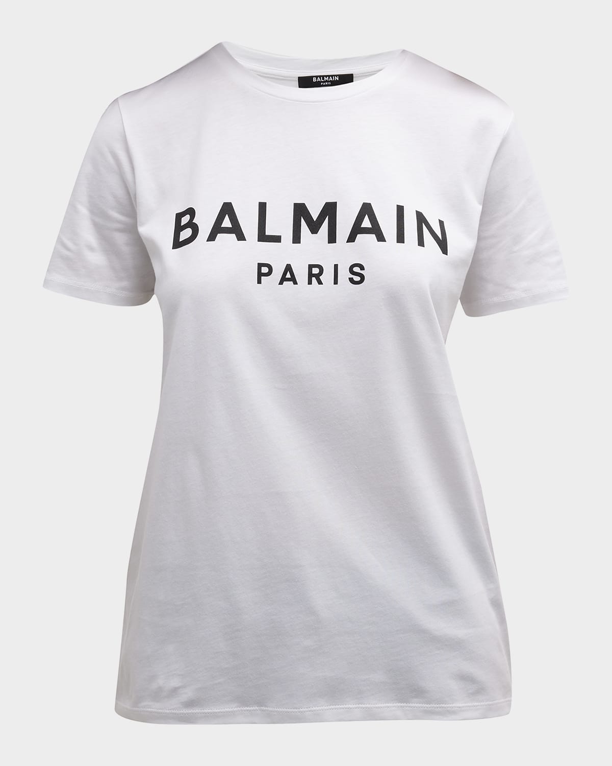 Shop Balmain 3-button Flocked Logo T-shirt In White / Black