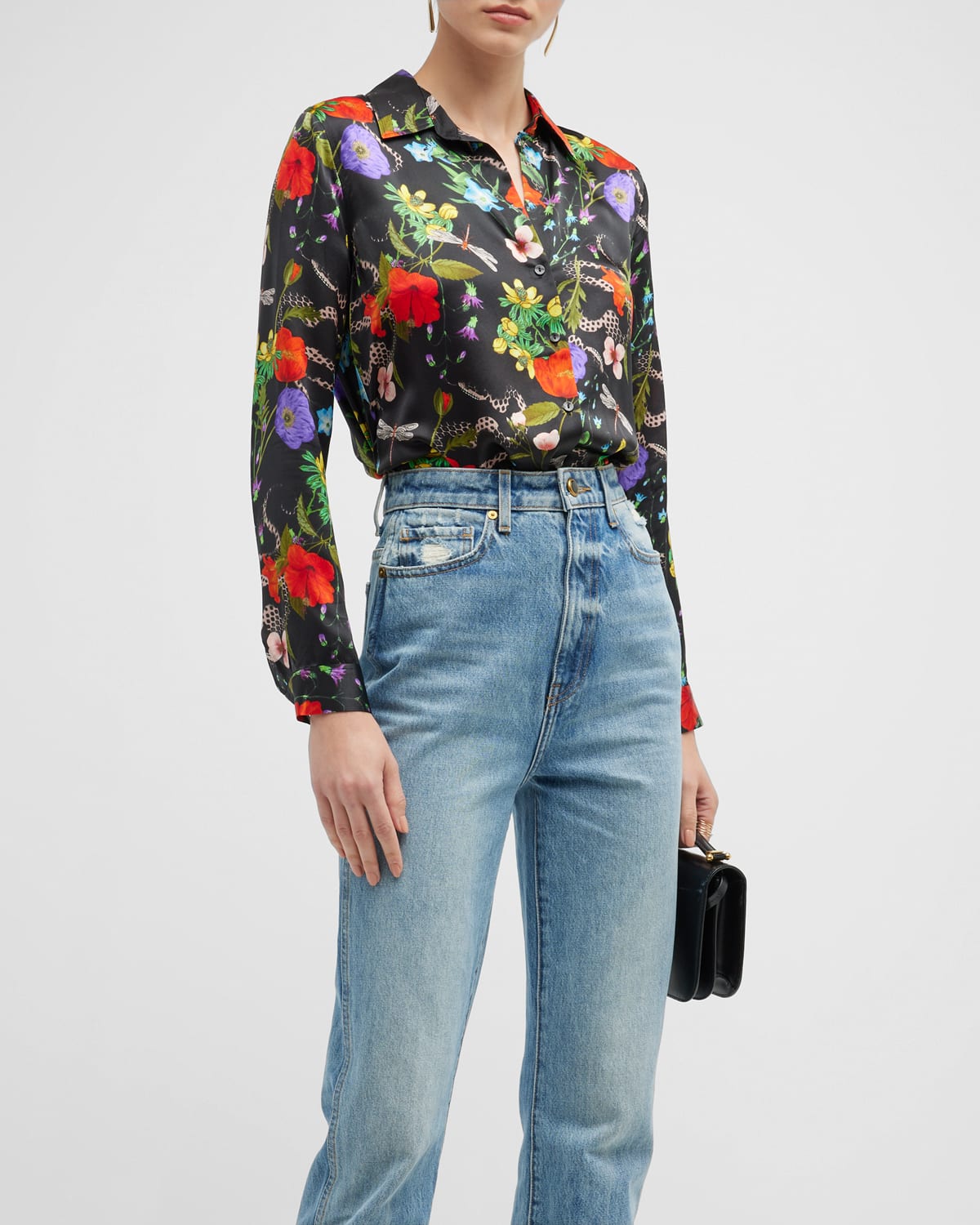 L'Agence Botanical Snake Tyler Holly Button-Front Blouse