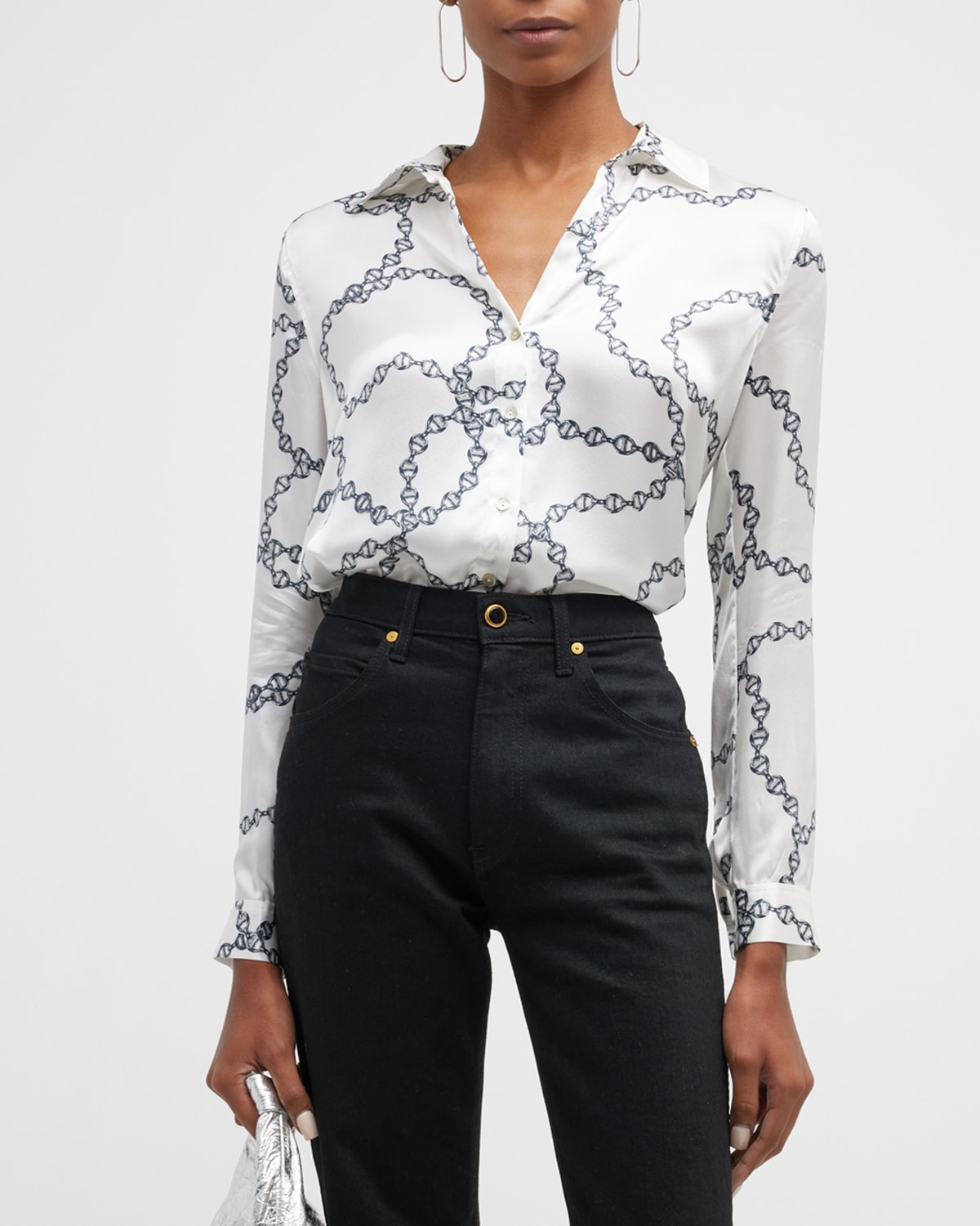 L'Agence Chain Tyler Holly Button-Front Blouse