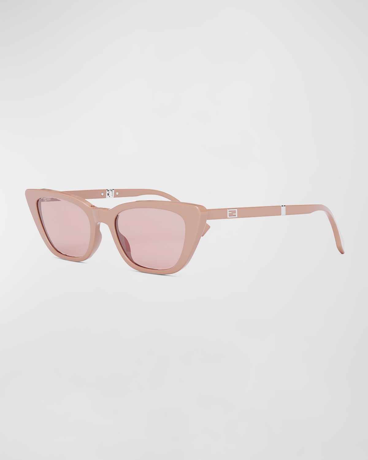 Shop Fendi Baguette Mirrored Folding Nylon Cat-eye Sunglasses In Shiny Pink