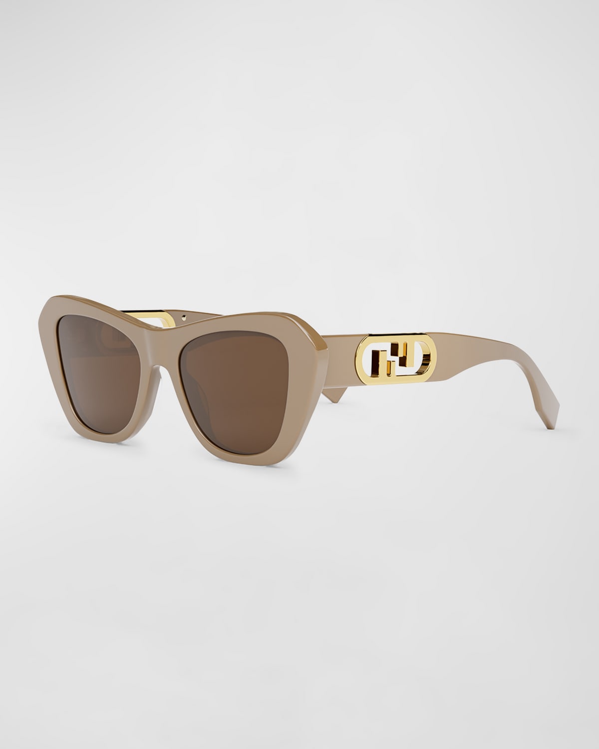 Fendi Ff Nylon Cat-eye Sunglasses In Shiny Beige Brown
