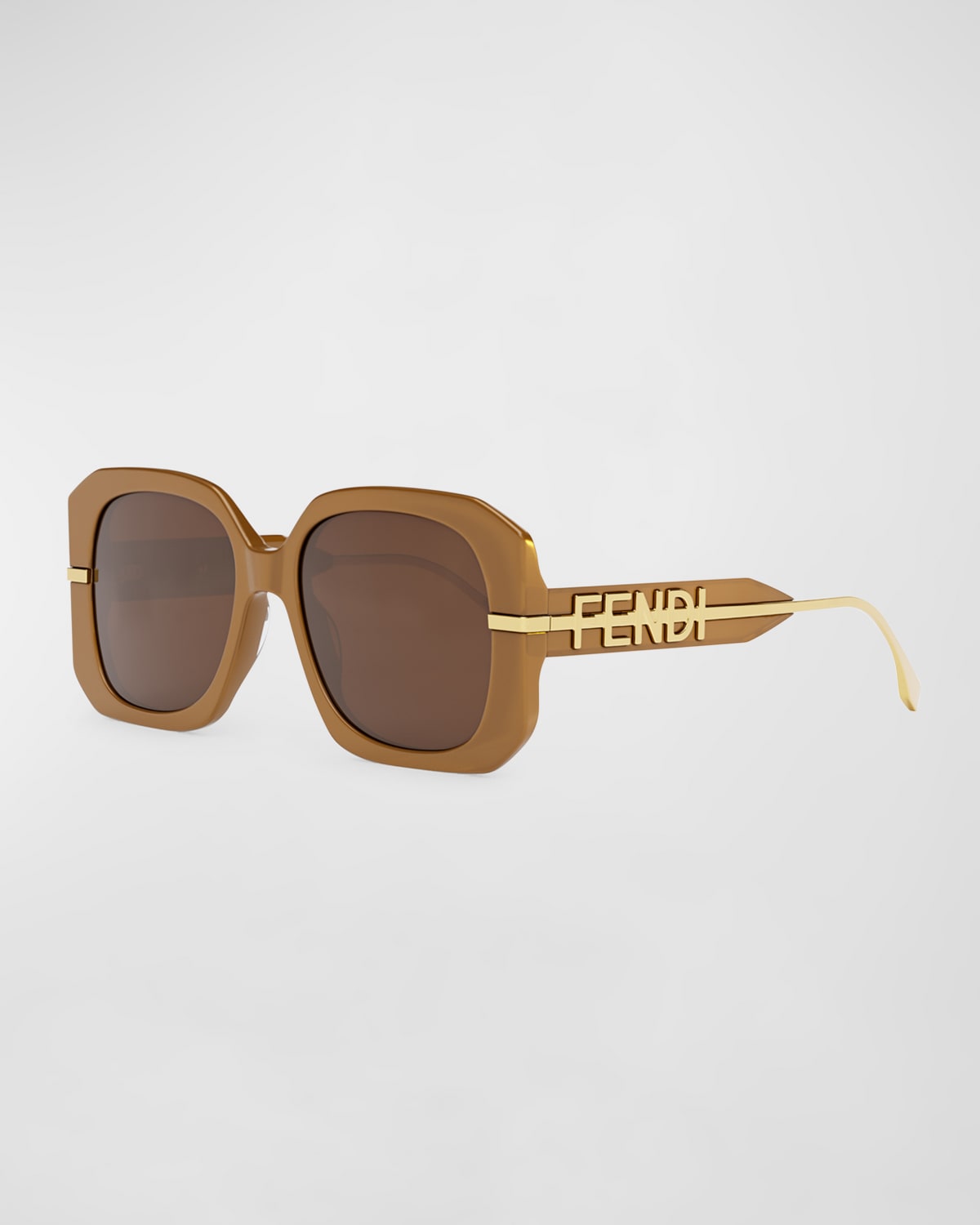 Fendi Oversized Logo Square Acetate & Metal Sunglasses