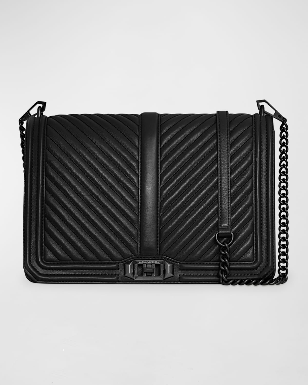 Rebecca Minkoff Love Jumbo Chevron-quilted Crossbody Bag In Black