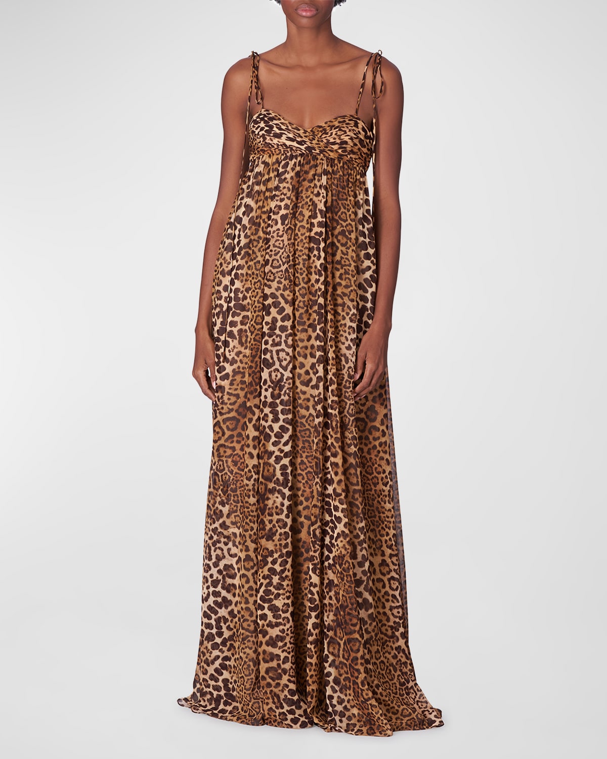 Leopard-Print Empire Waist Gown