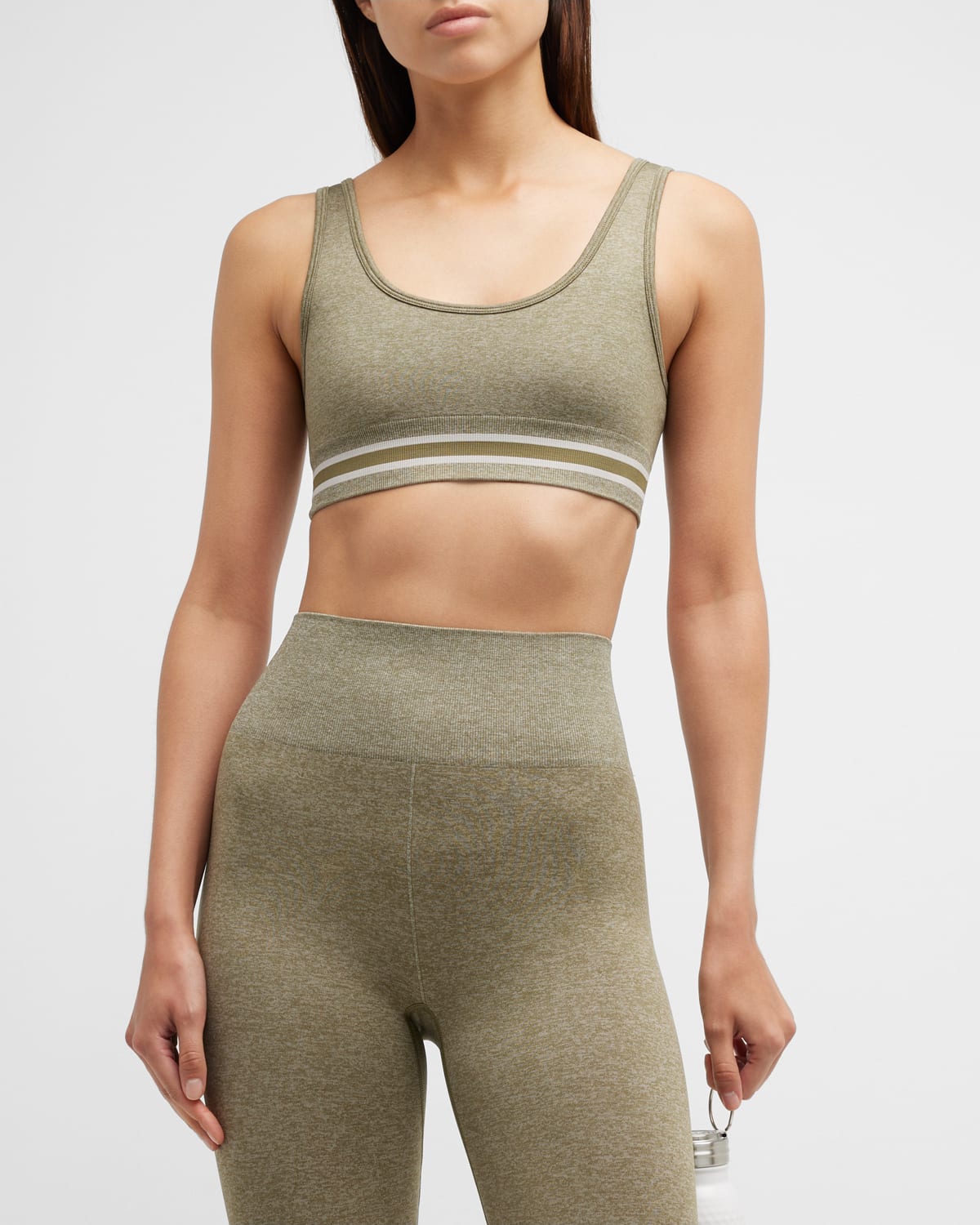 The Upside Marle Seamless Daisy Stretch-woven Bra In Olive Marle
