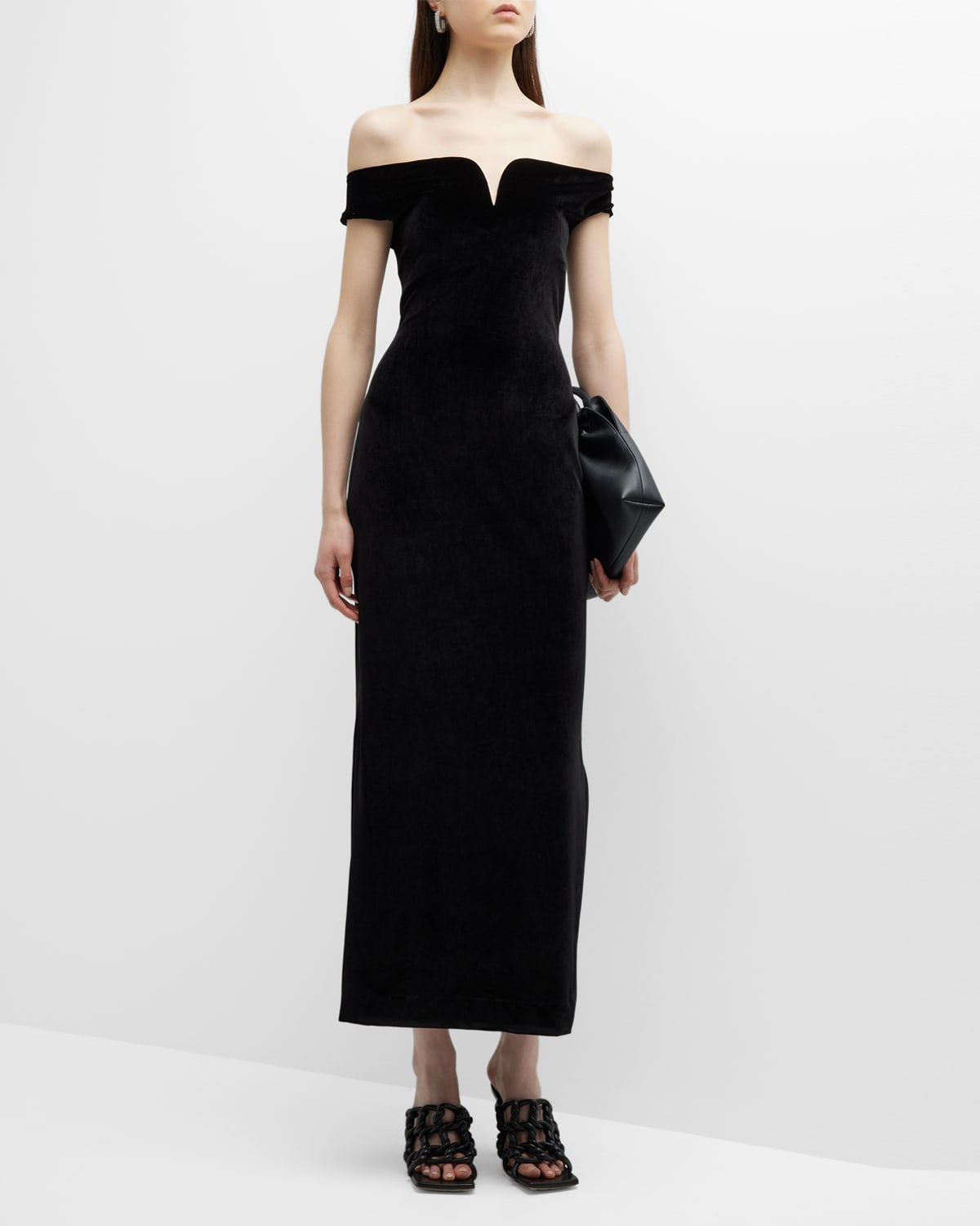 Shop Nanushka Lucy Off-the-shoulder Faux Leather Midi Dress In Black