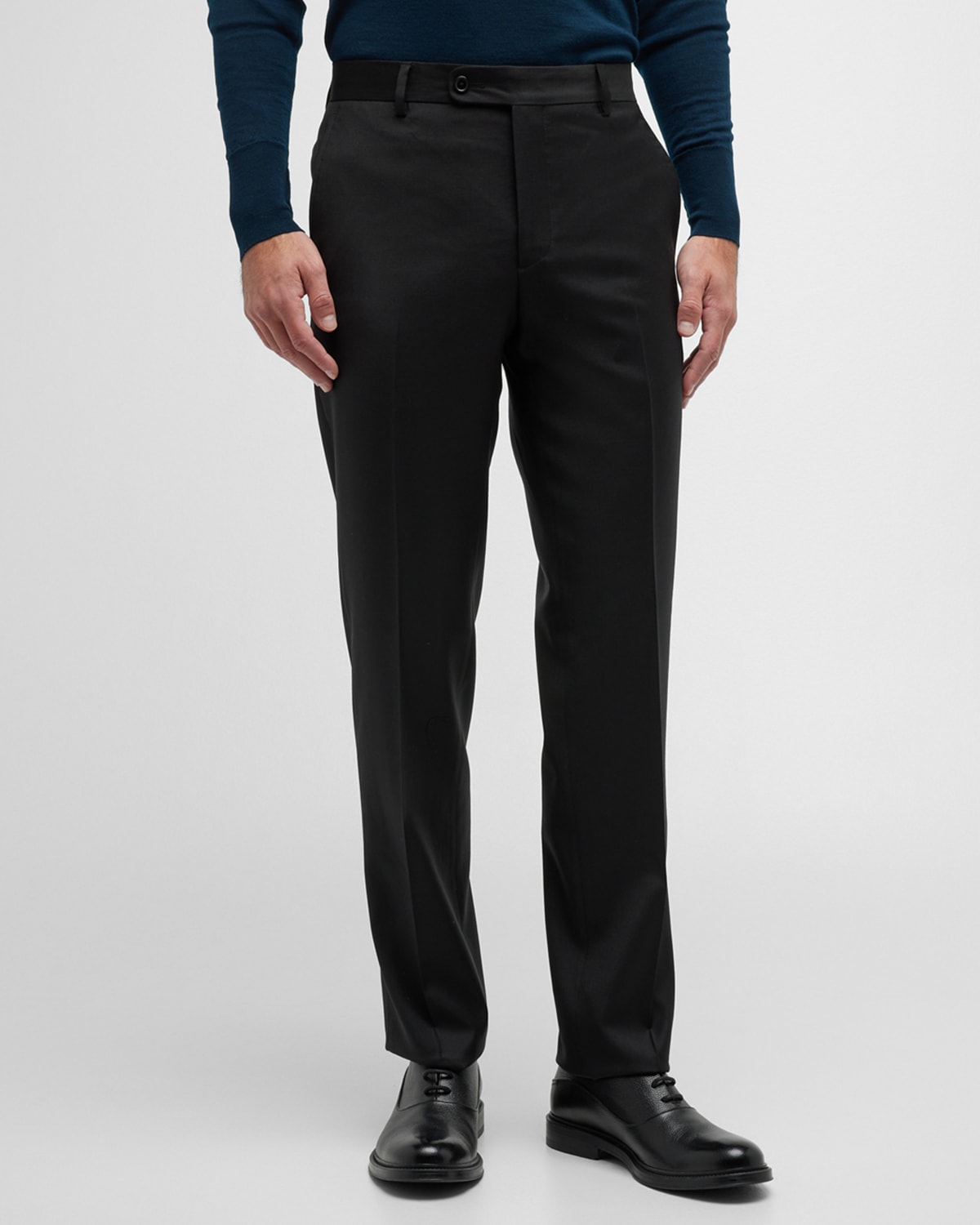 Santorelli Men's Wool Flat-front Modern Fit Dress Pants In Black