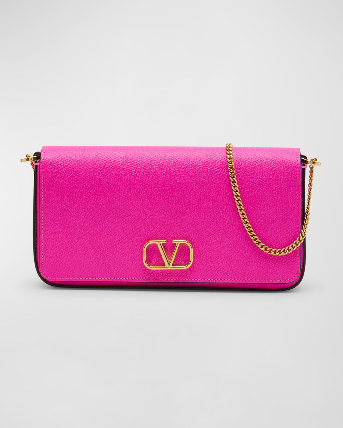 Valentino Garavani Vlogo Signature Leather Crossbody Pouch Bag in UWT Pink PP