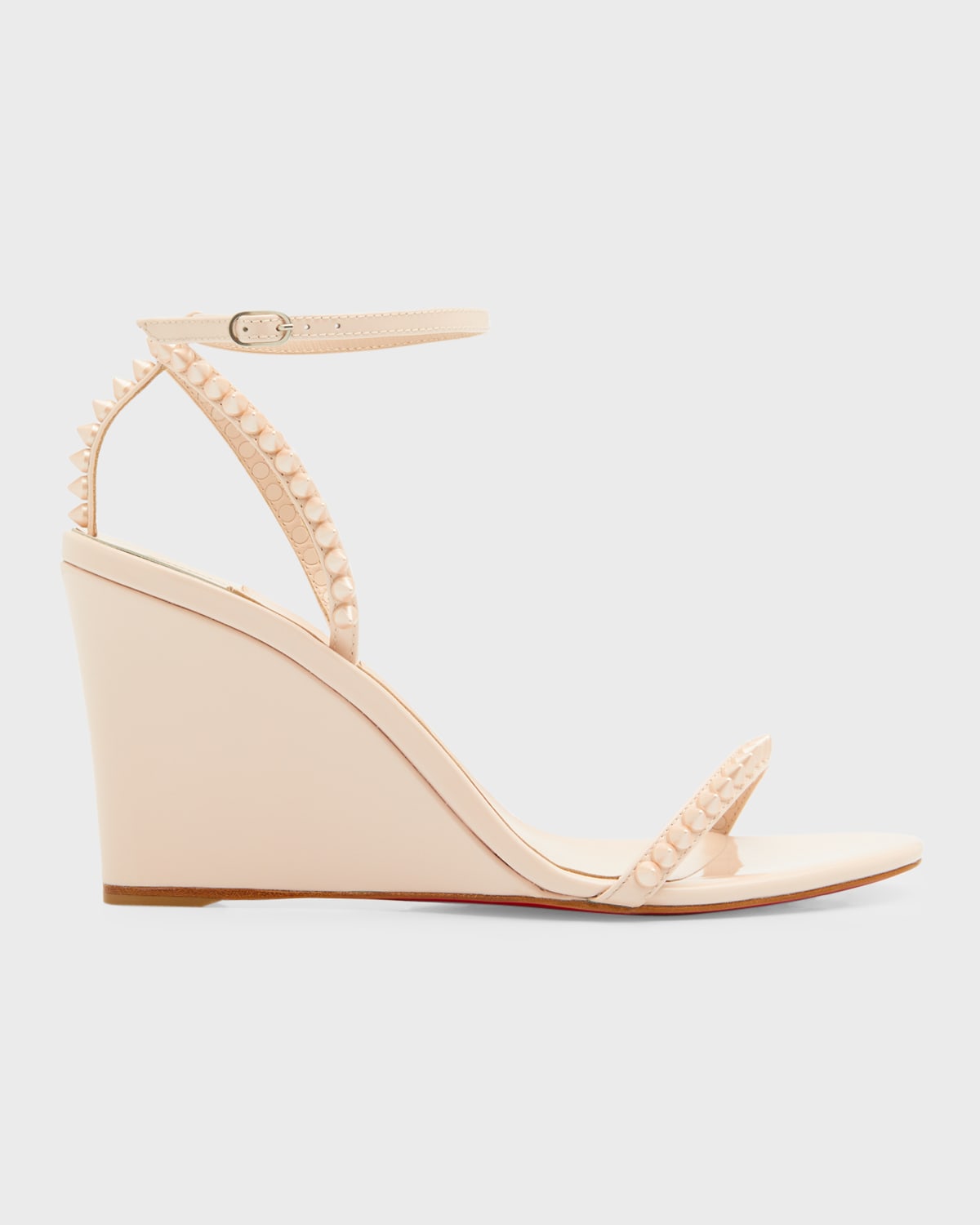 Christian Louboutin So Me Red Sole Spike Wedge Sandals In Leche