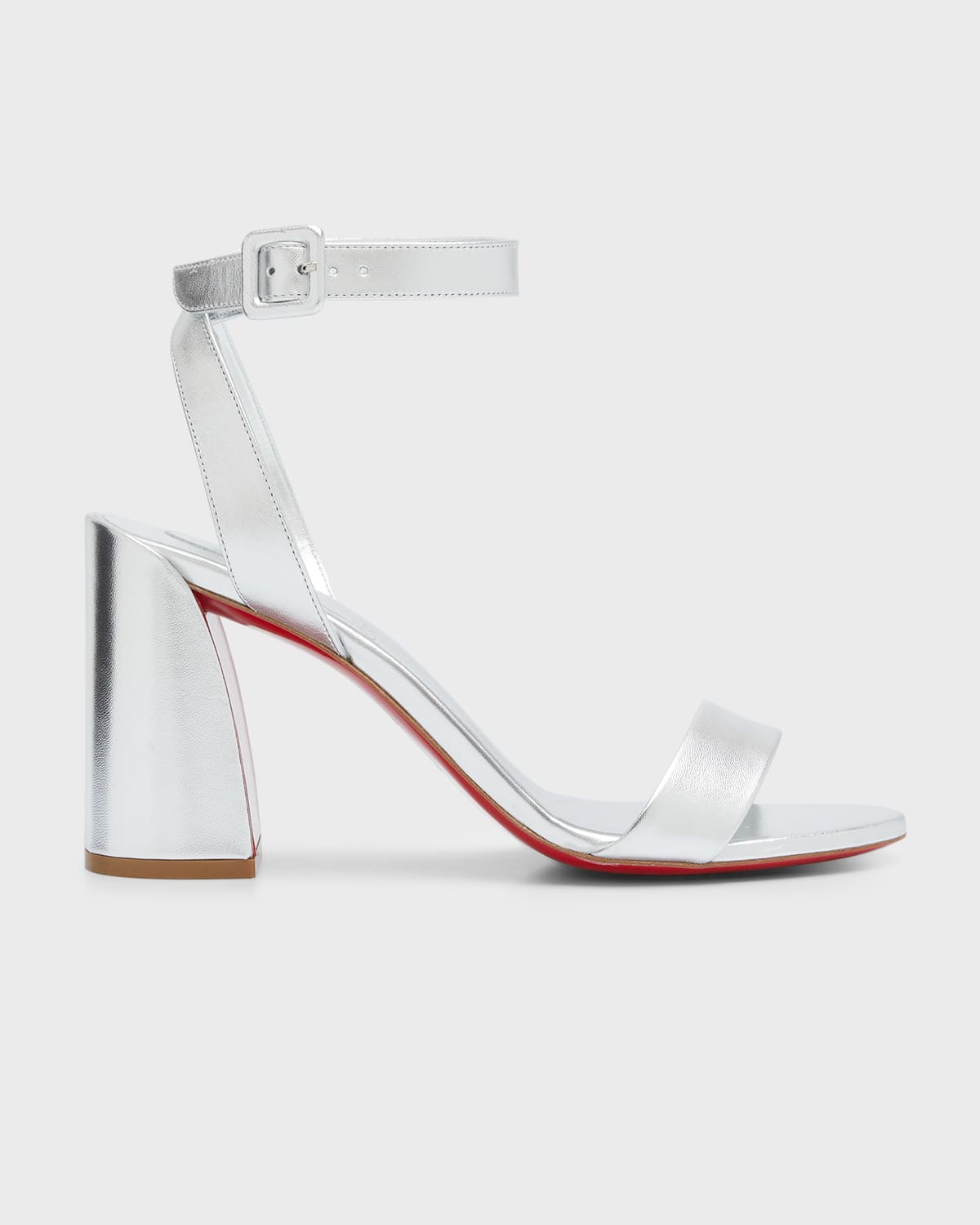 Shop Christian Louboutin Miss Sabina Red Sole Ankle-strap Sandals In Silver