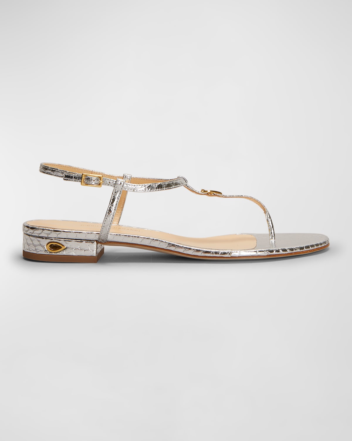 Jennifer Chamandi Pietro Metallic Thong Flat Sandals