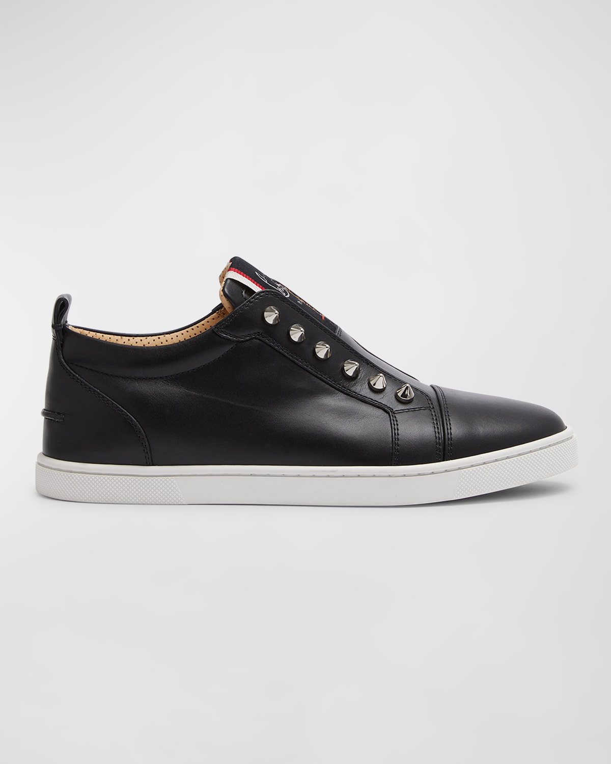 Shop Christian Louboutin Fique A Vontade Red Sole Leather Low-top Sneakers In Black
