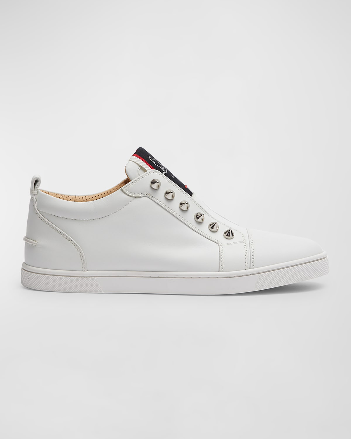 Shop Christian Louboutin Fique A Vontade Red Sole Leather Low-top Sneakers In White