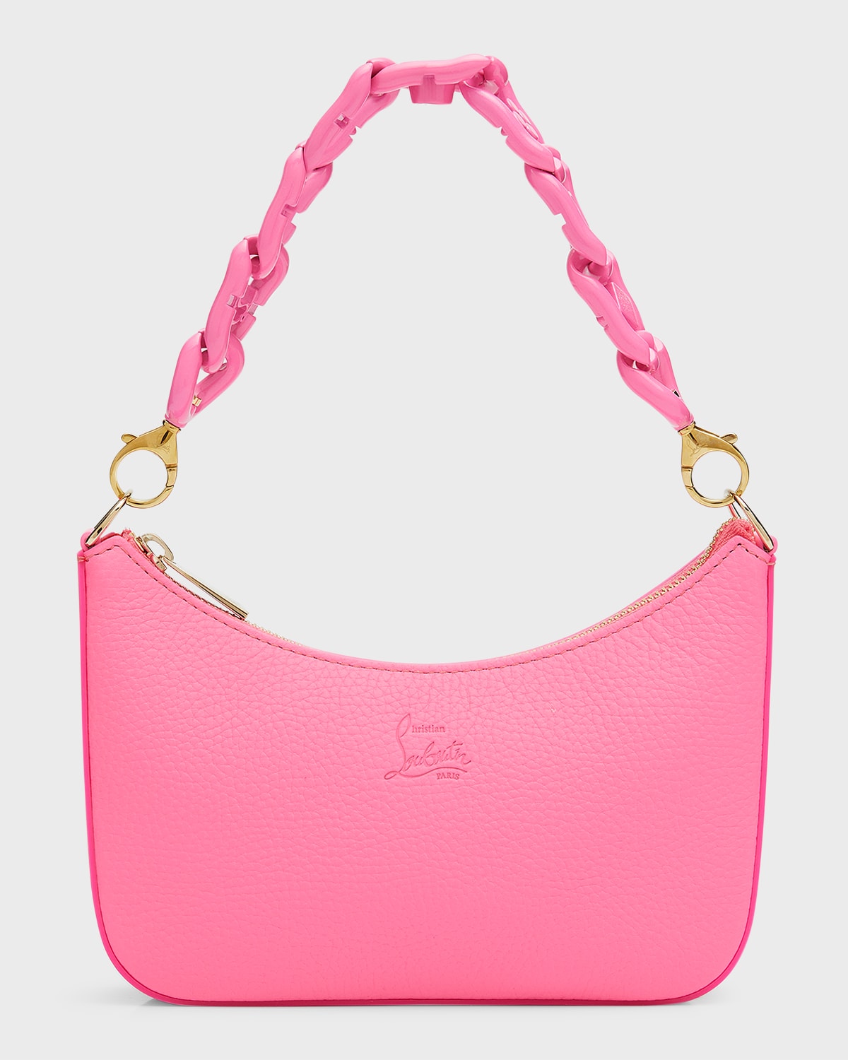 Christian Louboutin Loubila Mini Chain Leather Shoulder Bag In Fluo Pink