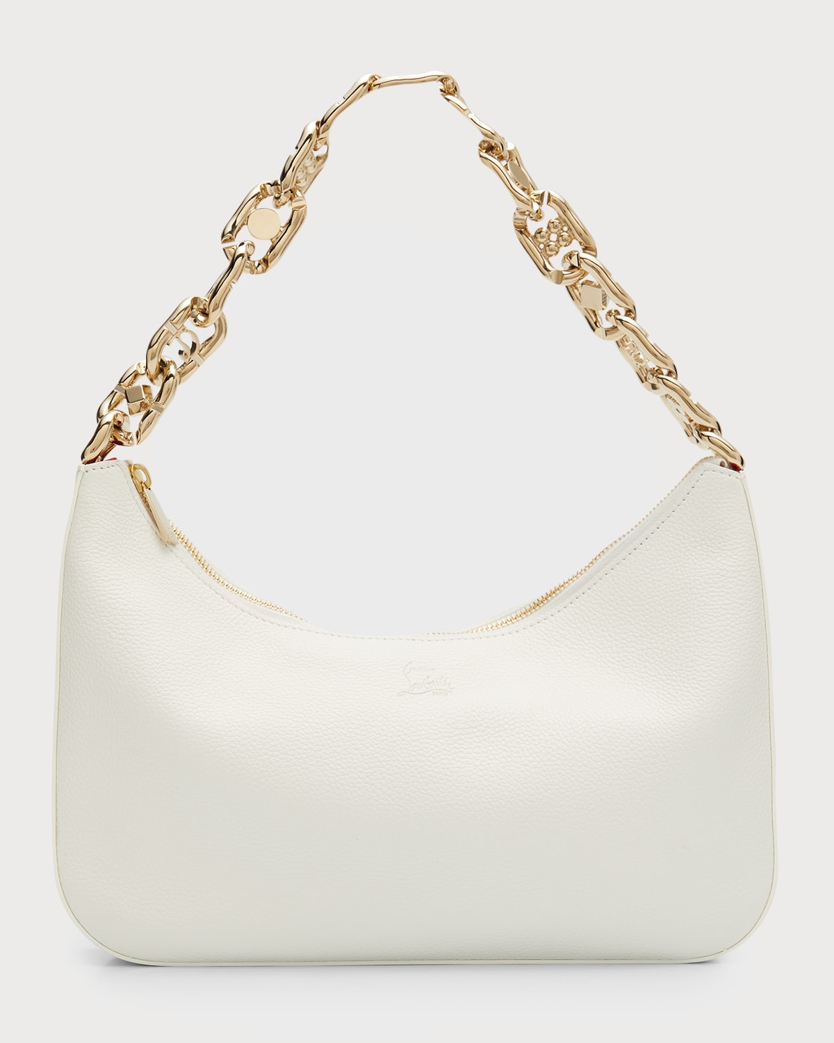 Christian Louboutin Loubila Large Chain Leather Shoulder Bag In Bianco