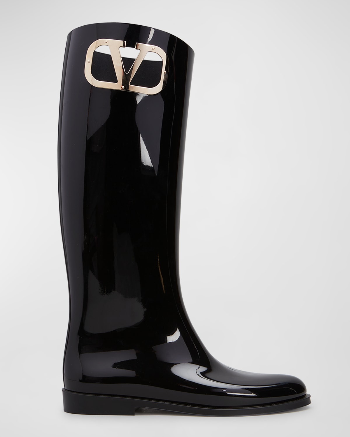 Valentino Garavani Valentino Vlogo Leather Knee-high Boot In Black