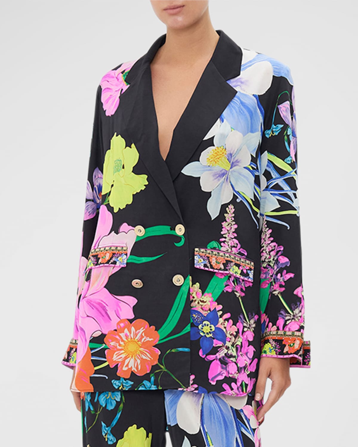 Double-Breasted Floral Jacket