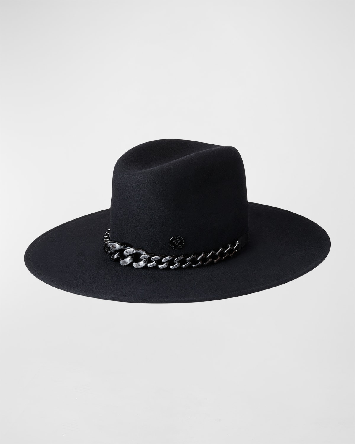 Maison Michel Eliza Textured Chain Wool Fedora Hat In Night