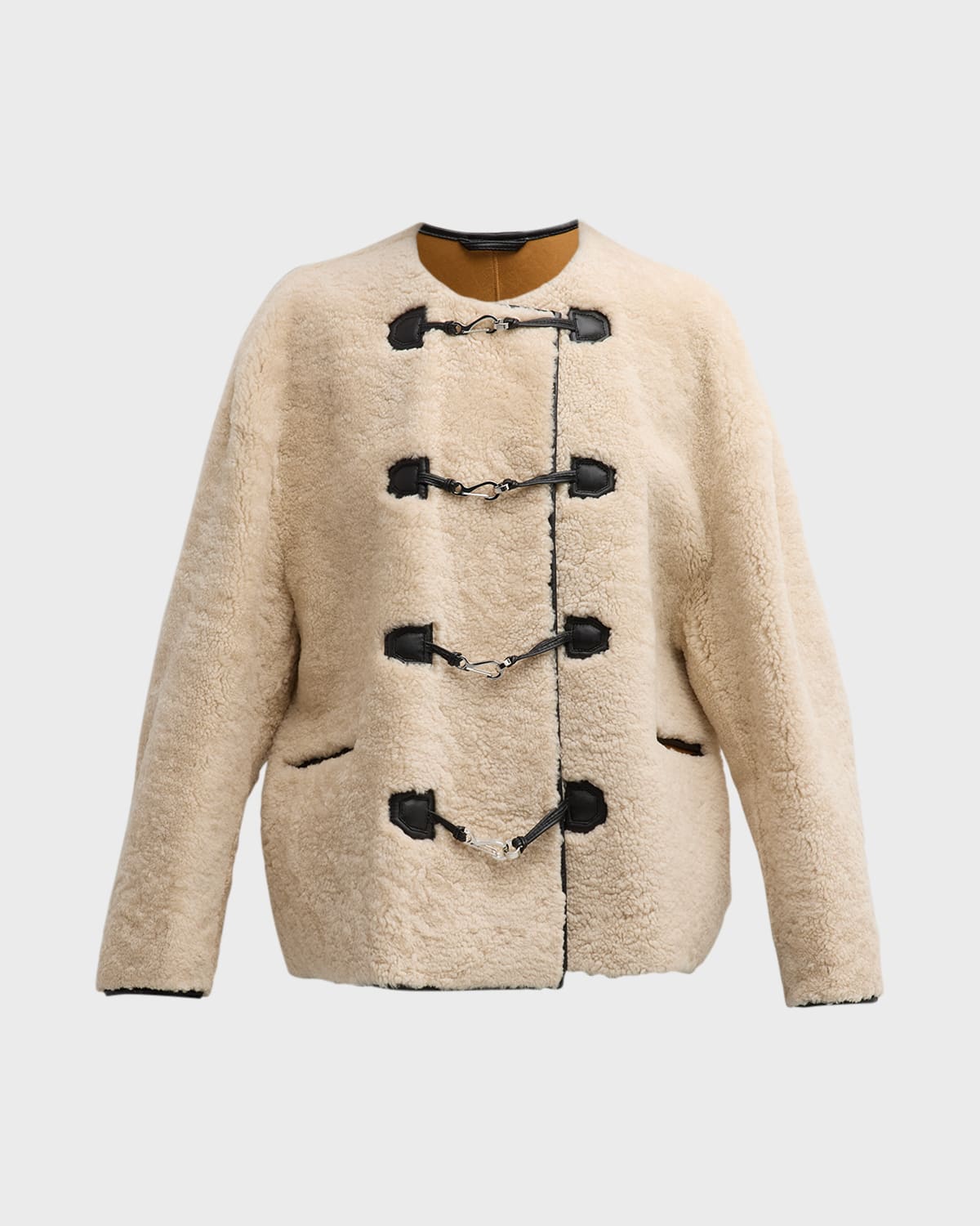 Totême Sheep Shearling Clasp Single-breasted Teddy Jacket In Off Whitedamaged