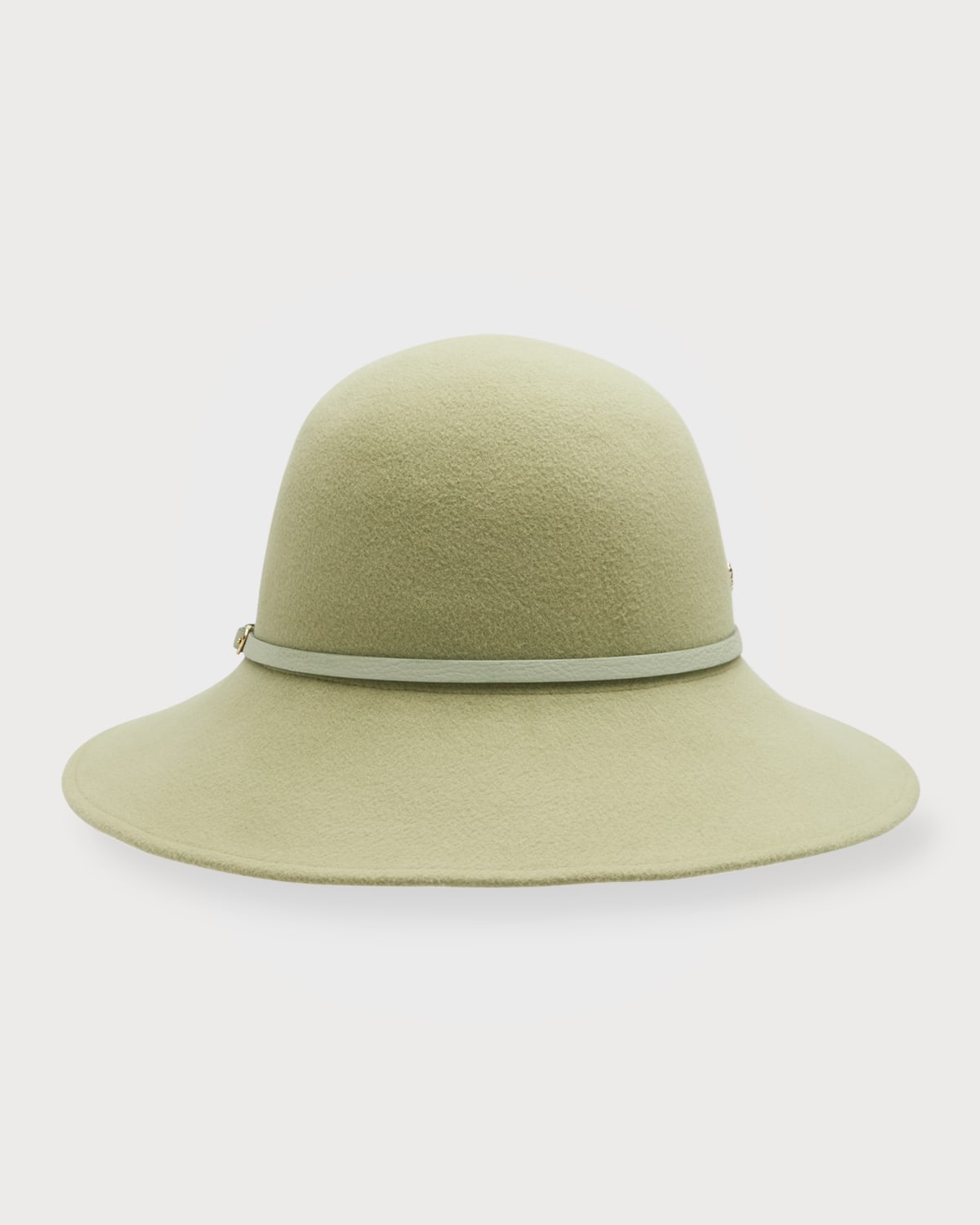Helen Kaminski Wool Felt Fedora With Buckled Leather Band In Frosted Ivy Glass