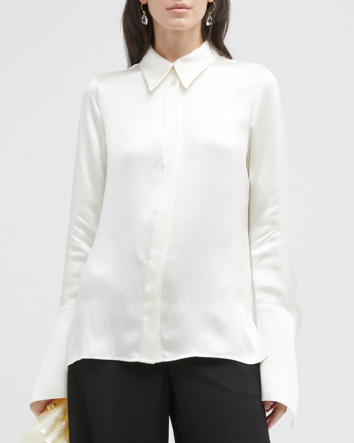 Shop Bite Studios Silk Twisted Cuff Shirt In Off White