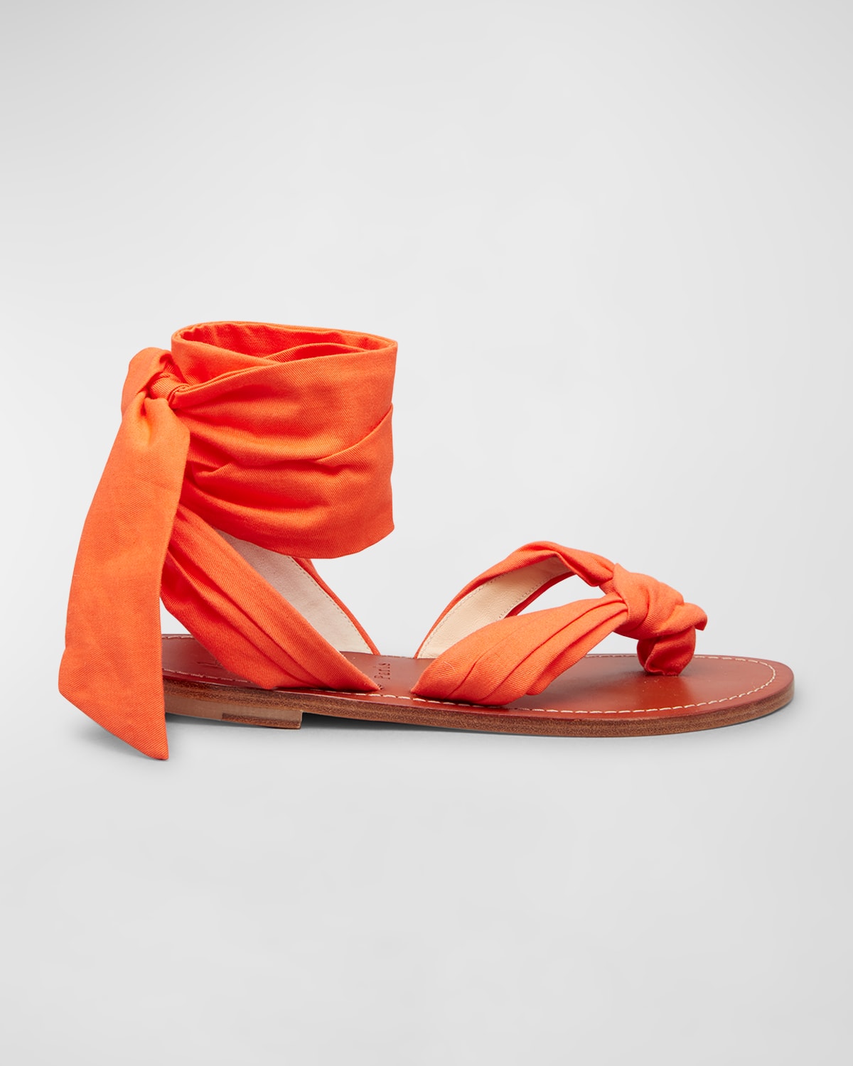 Christian Louboutin Niloo Du Desert Flat Ankle-wrap Sandals In Orange