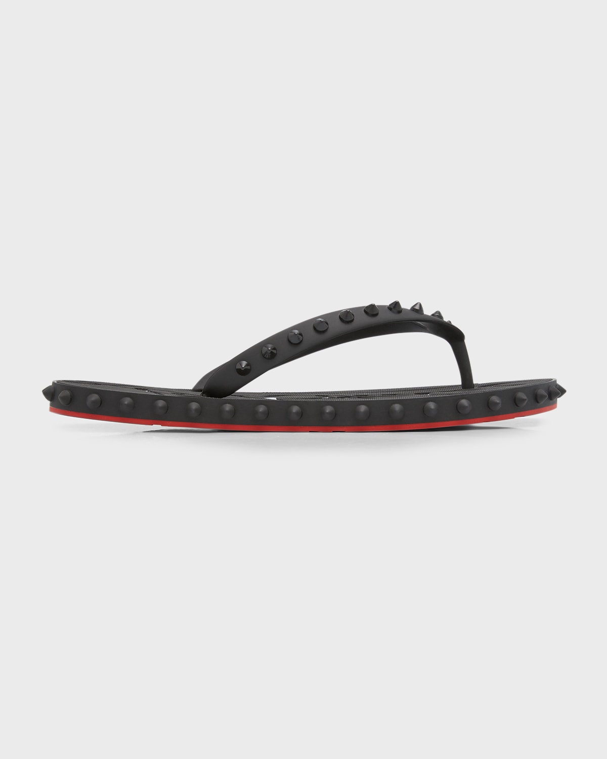 Christian Louboutin Men's Loubi Tonal Spiked Red Sole Flip Flops