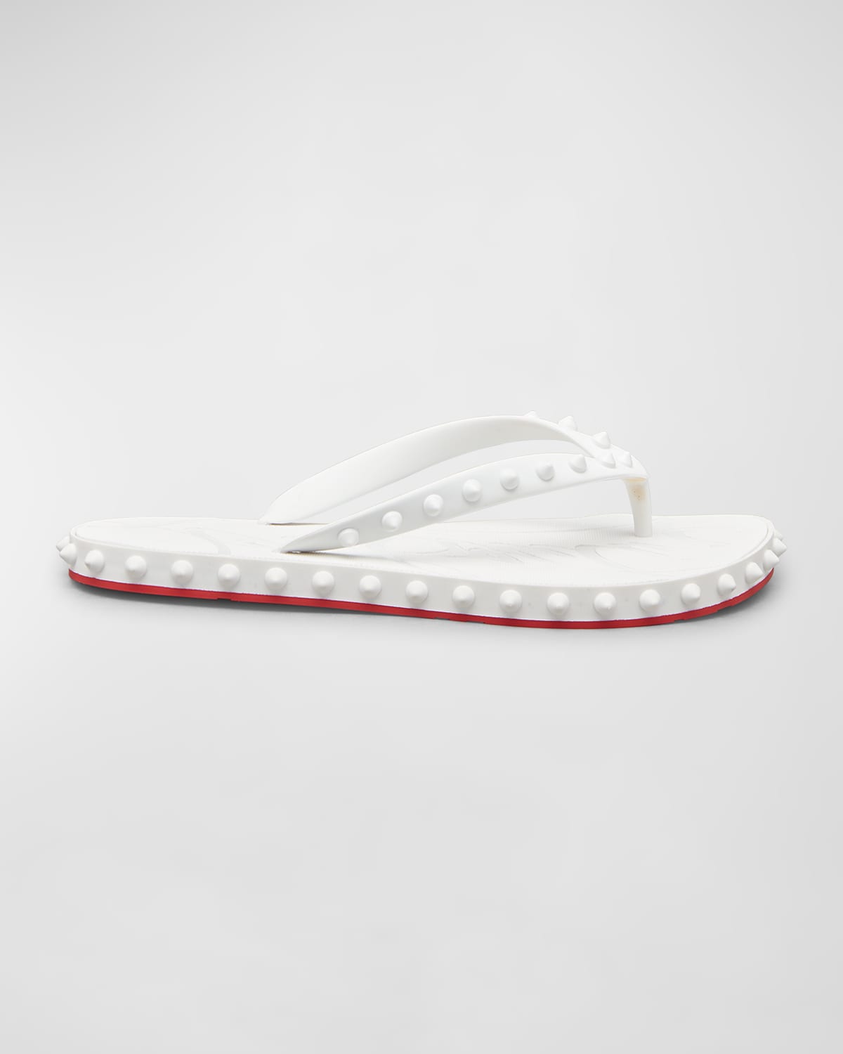 Christian Louboutin Loubi Donna Spike Red Sole Flip Flops White