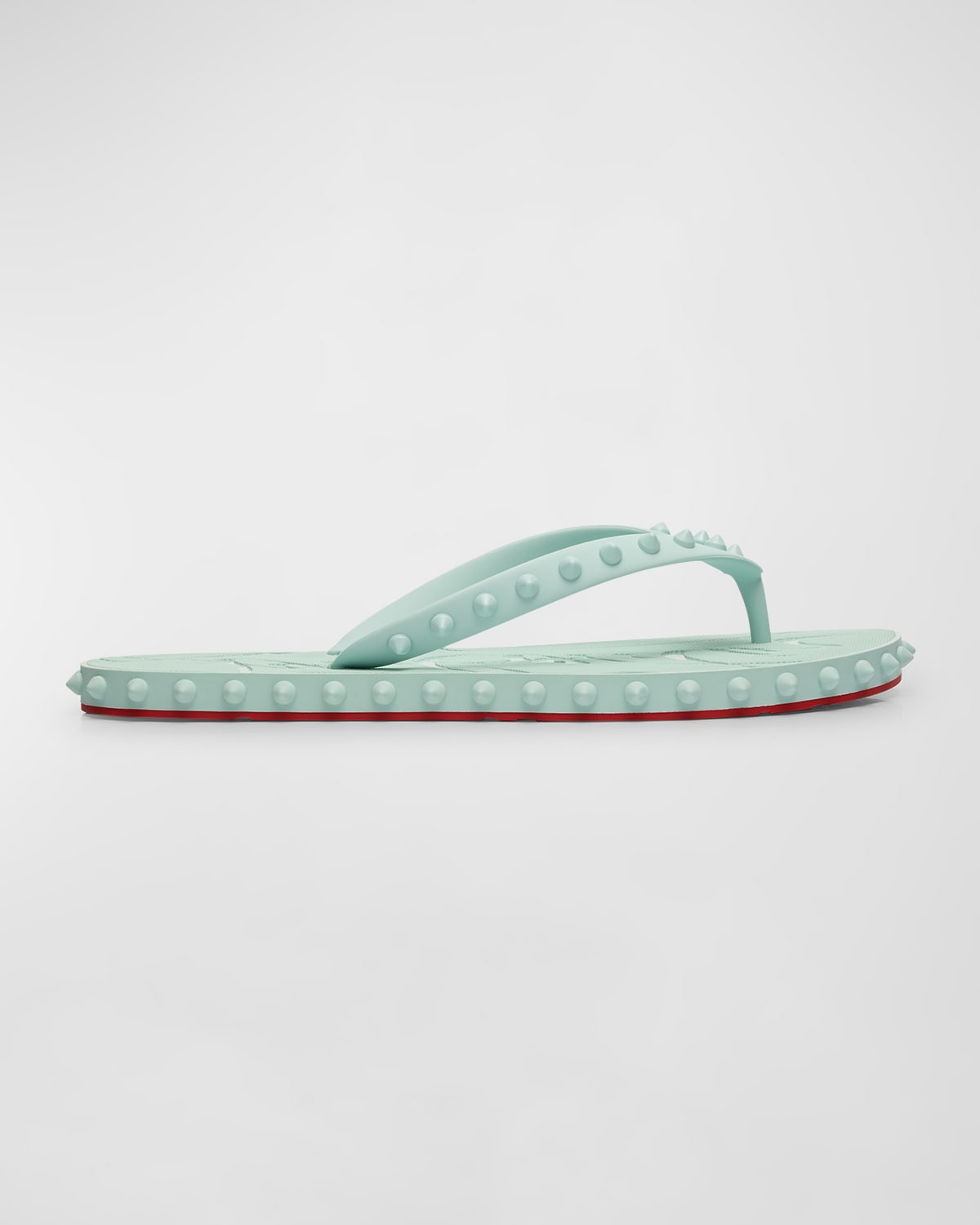 Shop Christian Louboutin Loubi Donna Spike Red Sole Flip Flops In Iceberg