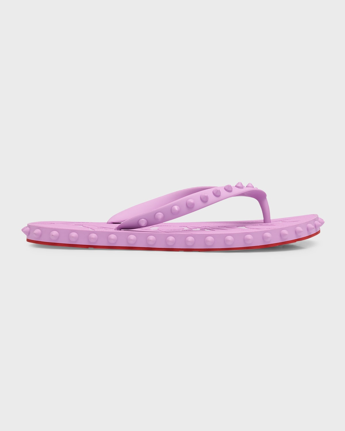 Christian Louboutin Loubi Donna Spike Red Sole Flip Flops In Peony