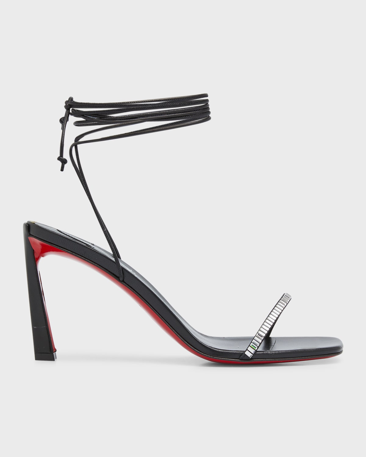 CHRISTIAN LOUBOUTIN CONDORA CRYSTAL ANKLE-WRAP RED SOLE SANDALS