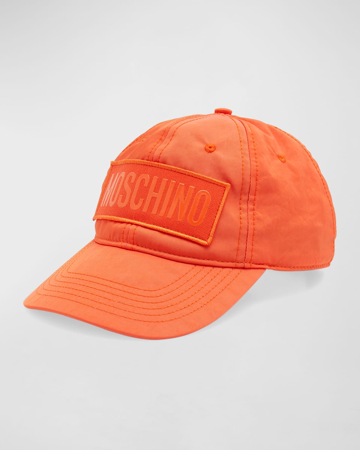 Moschino Men's Tonal Logo Nylon Baseball Hat In Orange