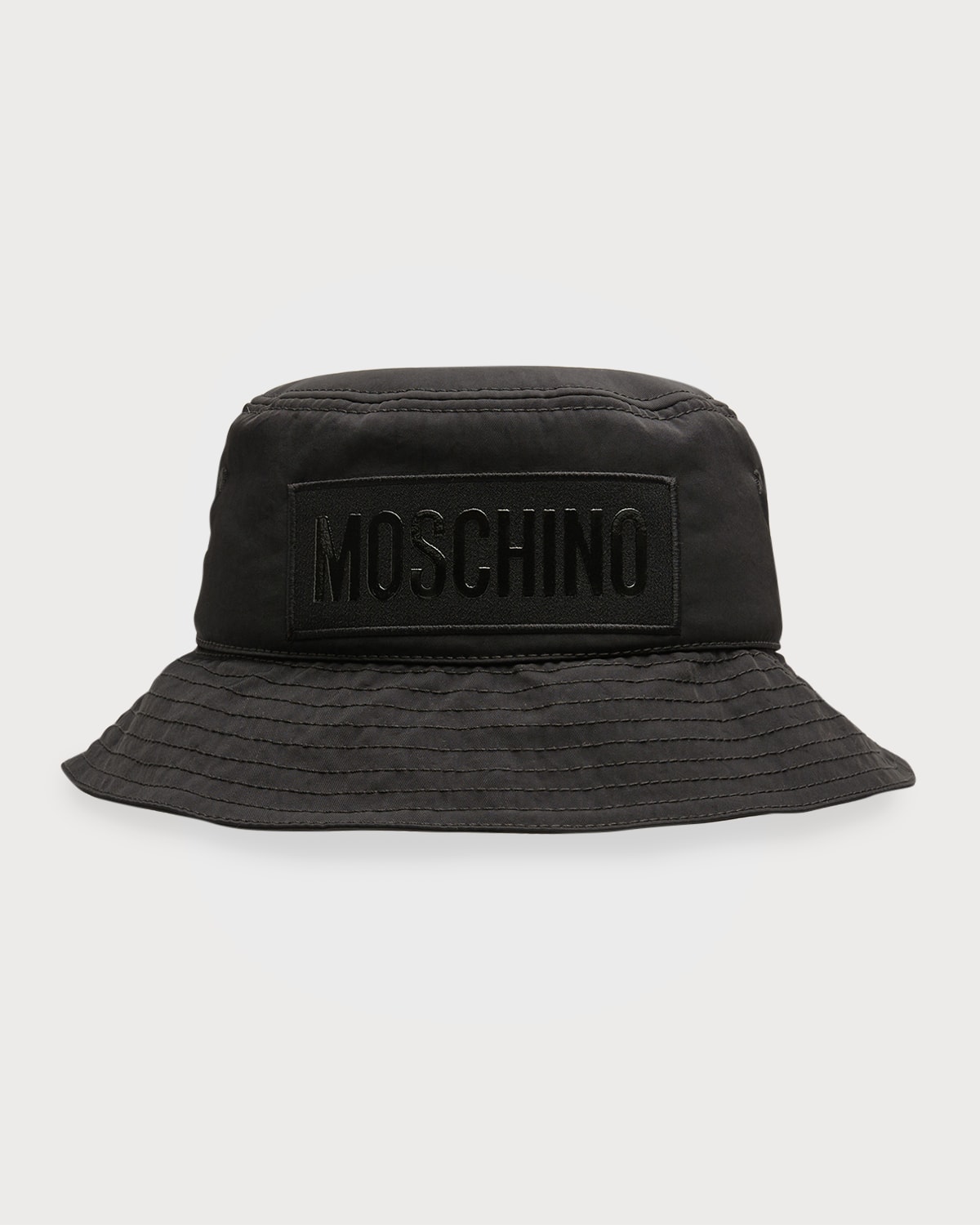 Moschino Men's Tonal Logo Nylon Bucket Hat In Black