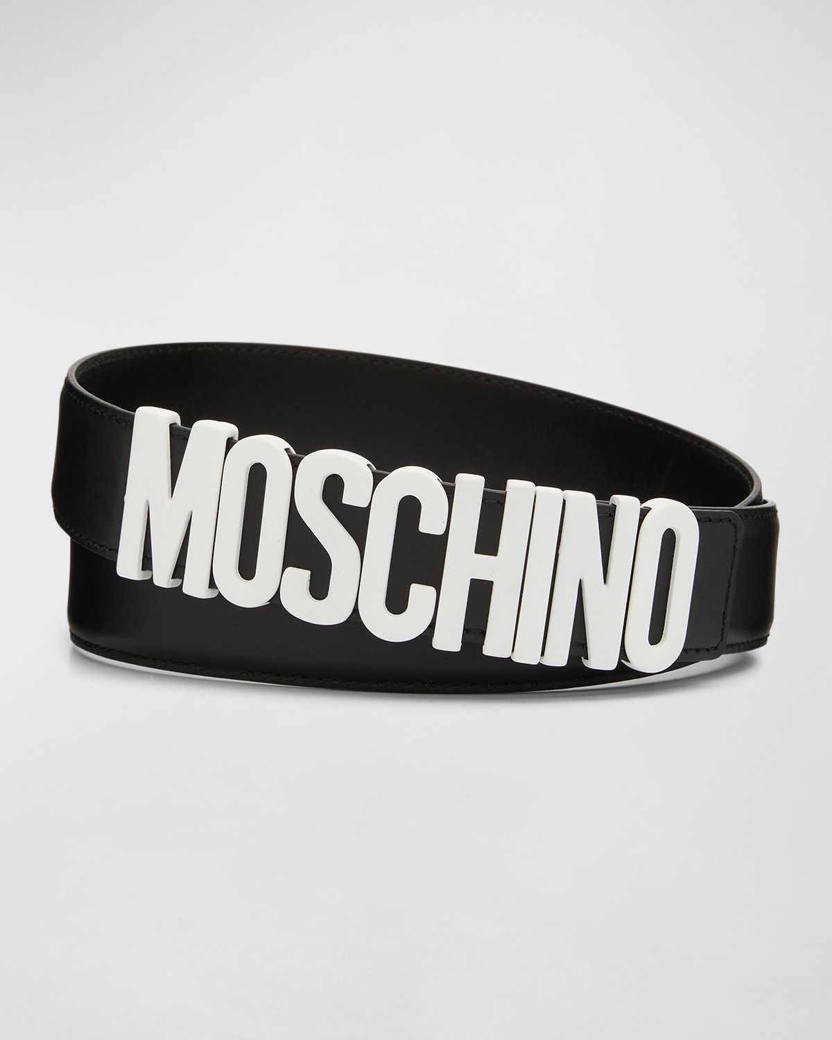 Men's Metal Logo Leather Belt