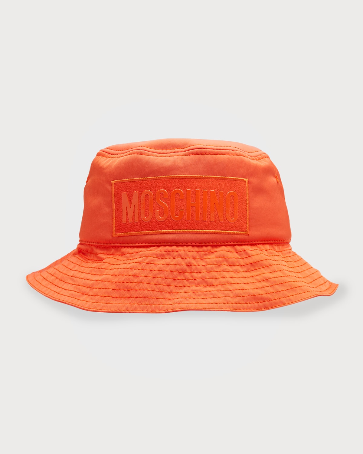 Moschino Men's Tonal Logo Nylon Bucket Hat In Orange