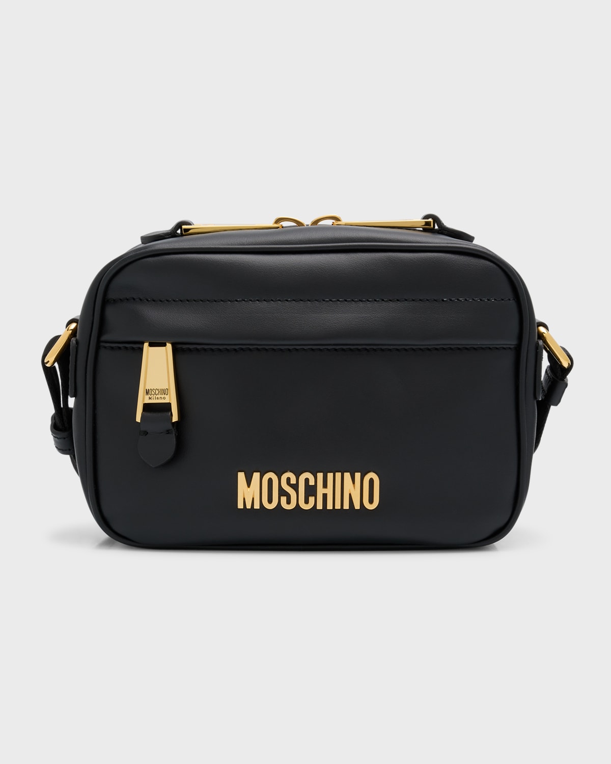 Shop Moschino Men's Leather Crossbody Bag In Black Multi