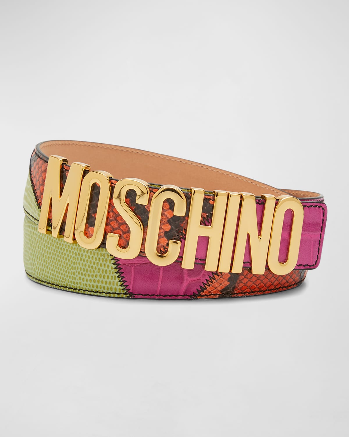 Men's Multicolor Patchwork Leather Belt