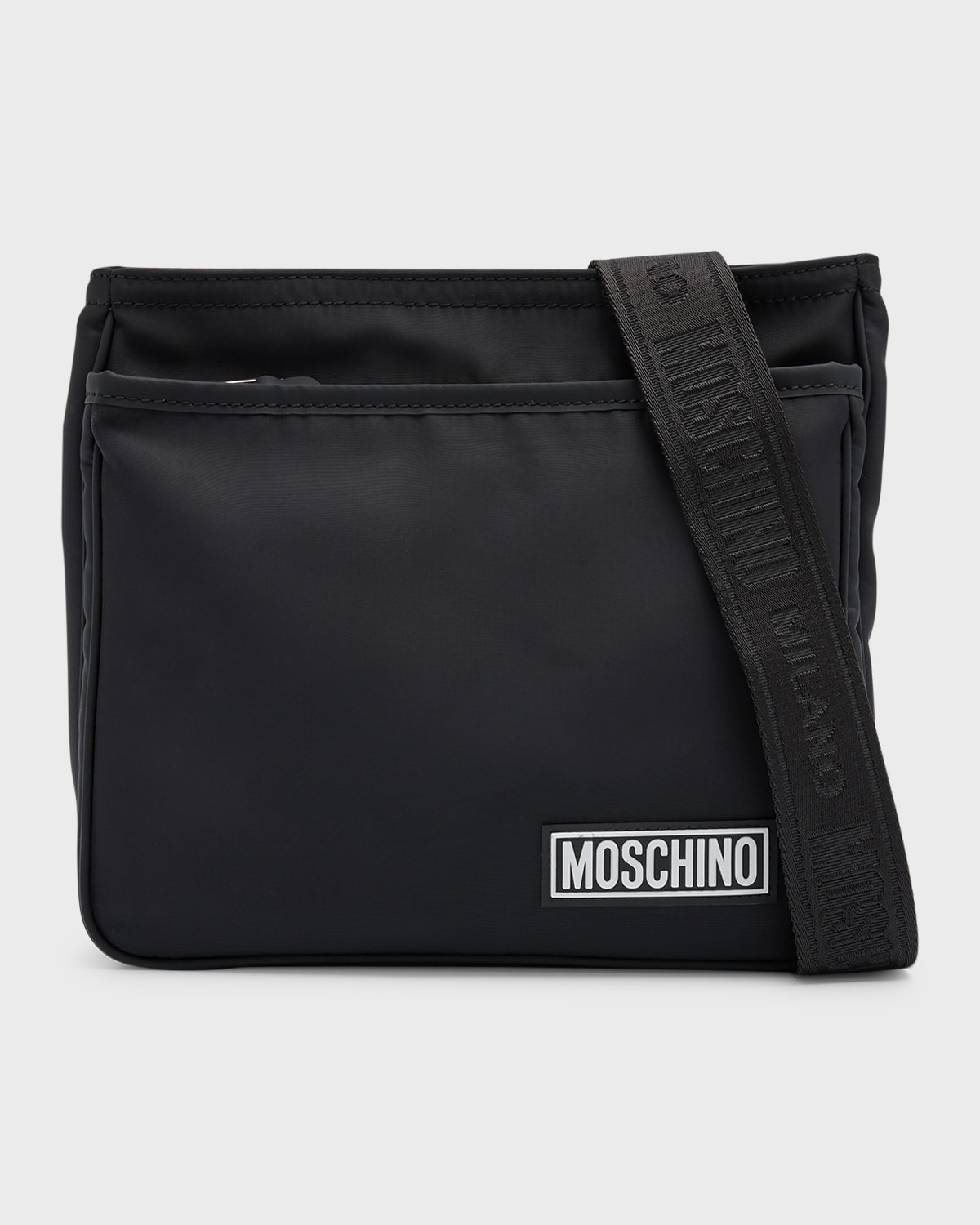 Shop Moschino Men's Nylon Crossbody Bag In Black Multi
