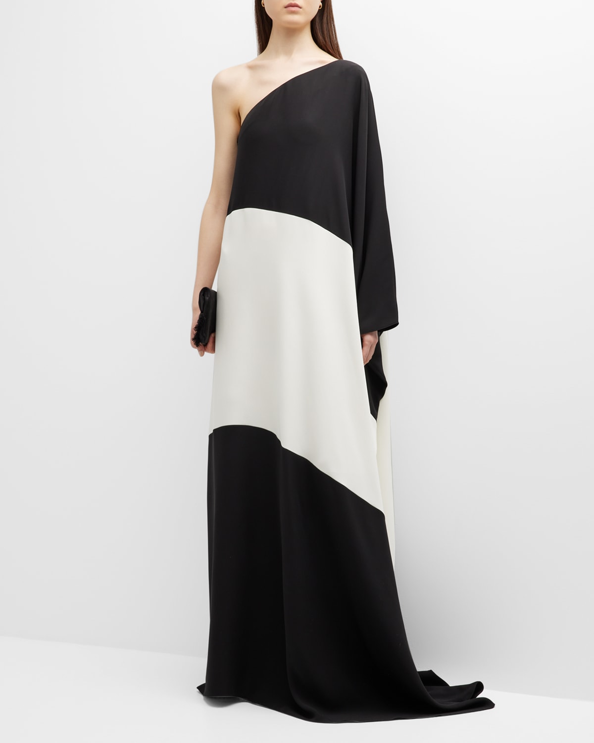 VALENTINO CONTRAST ONE-SHOULDER GOWN