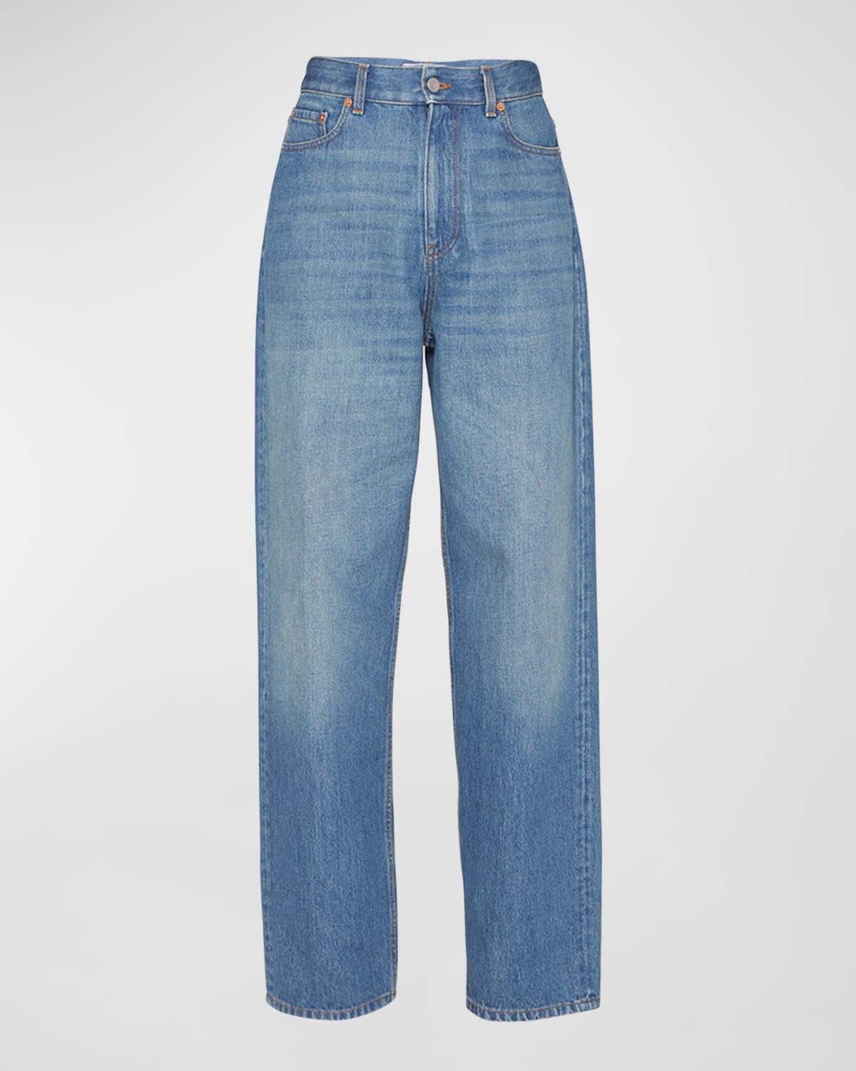 Shop Valentino High-rise Wide-leg Denim Jeans